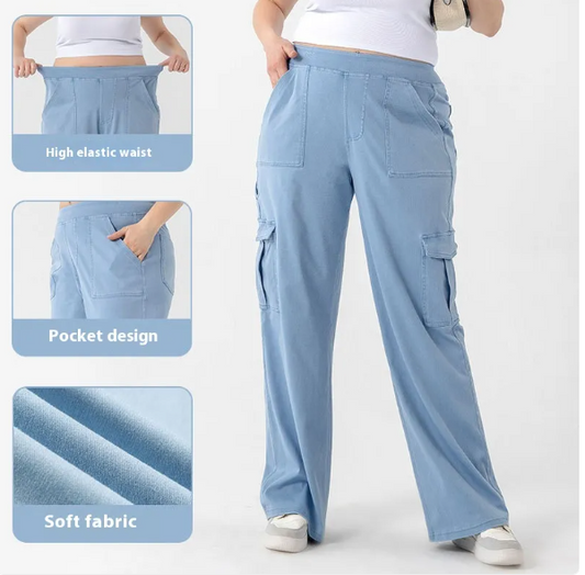 Women's High Waist Double Pocket Sports Trousers