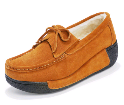 Women's Genuine Leather Wedge Shoes | Lace-Up Platform Casual