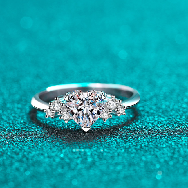 925 Sterling Silver Heart Stone Ring