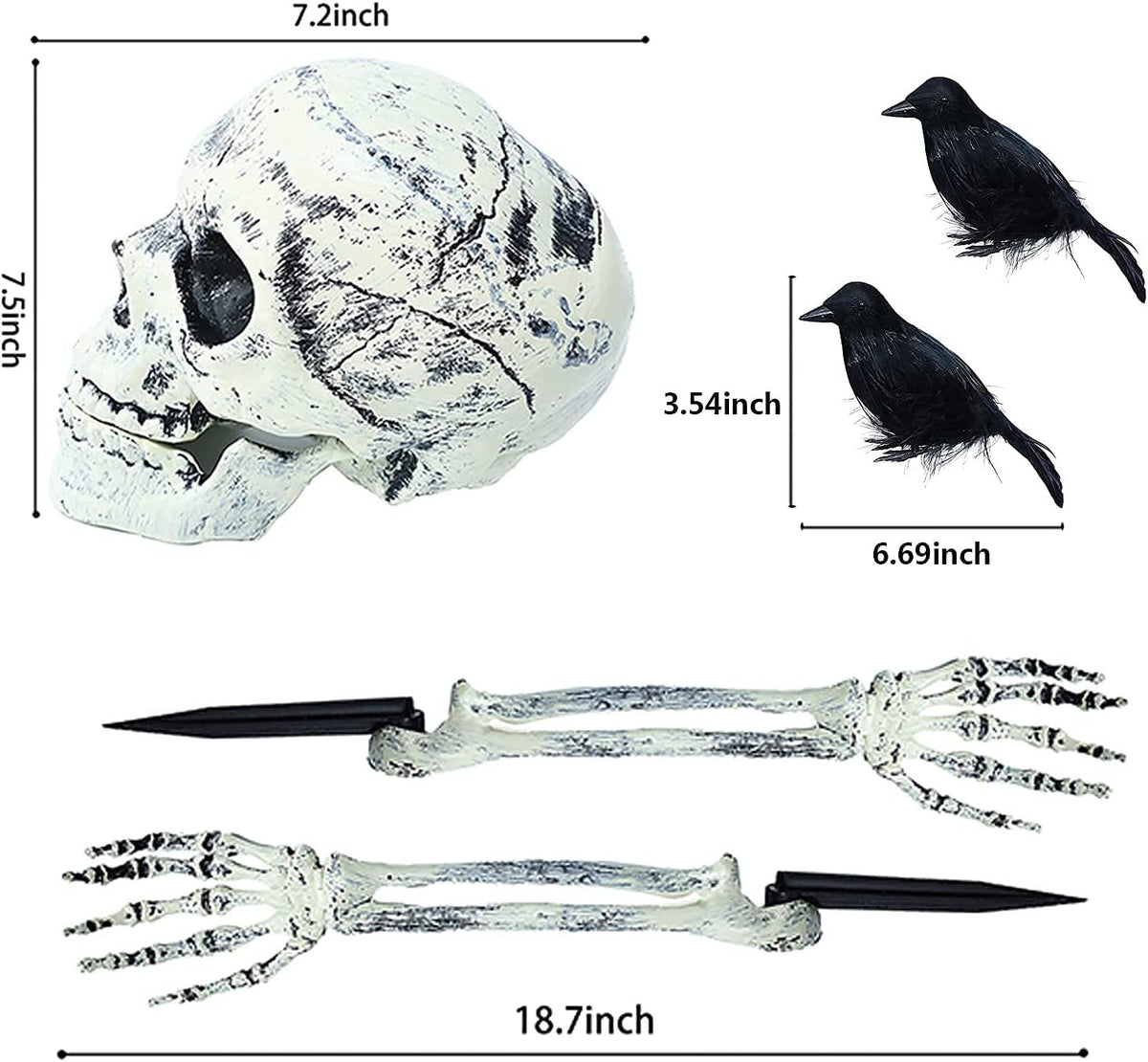 Halloween Skeleton Garden Decor – Glowing Skull & Hand Stakes