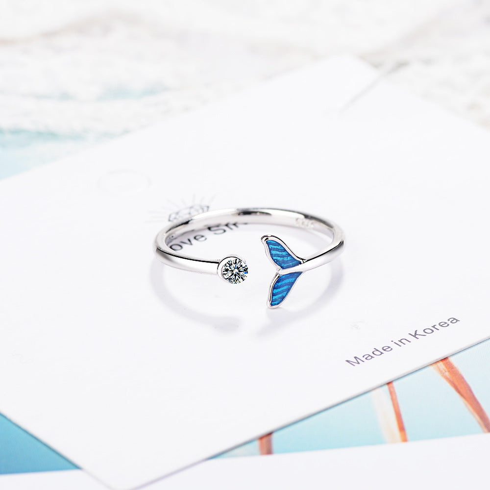 Blue Fish Tail Zircon Ring