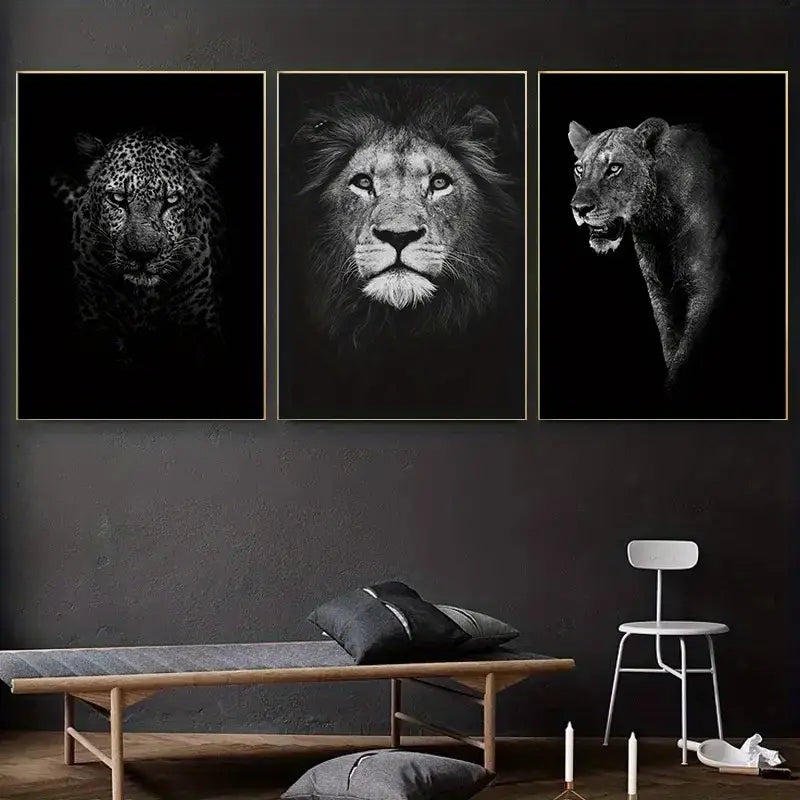 3 Stücke Tier Leinwand Wandkunst für Wohnzimmer Dekoration