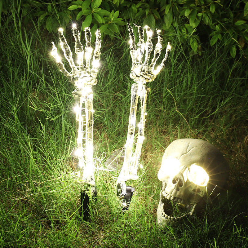 Halloween Skeleton Garden Decor – Glowing Skull & Hand Stakes