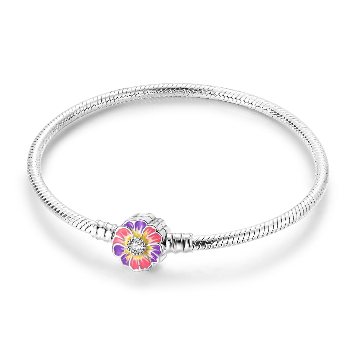 NARMO Flower Charm Sterling Silver Bracelet