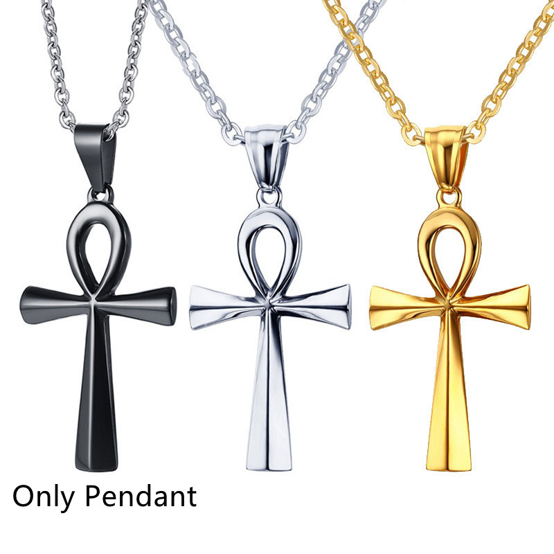 Gold and Steel Cross Pendant Necklace