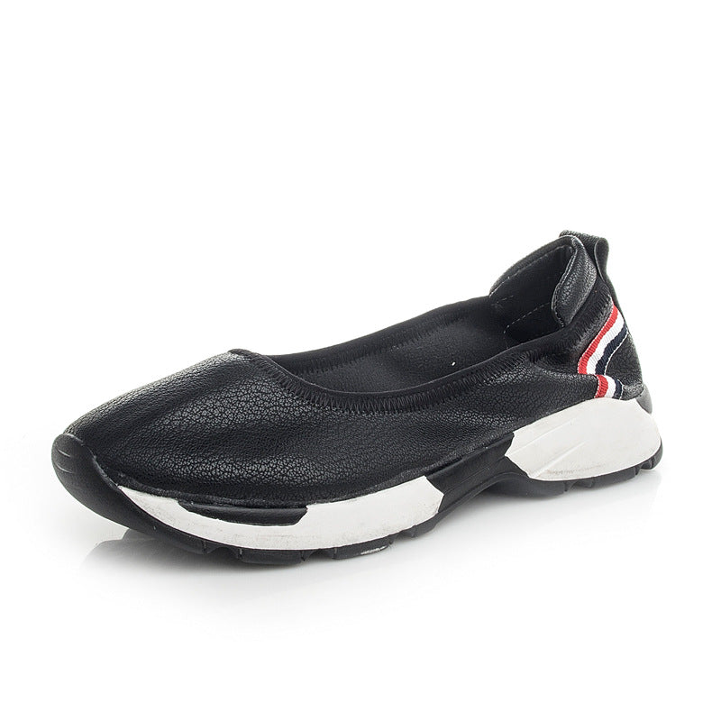 Ballerines Femme en Cuir Véritable – Chaussures Plates à Bout Rond à Enfiler