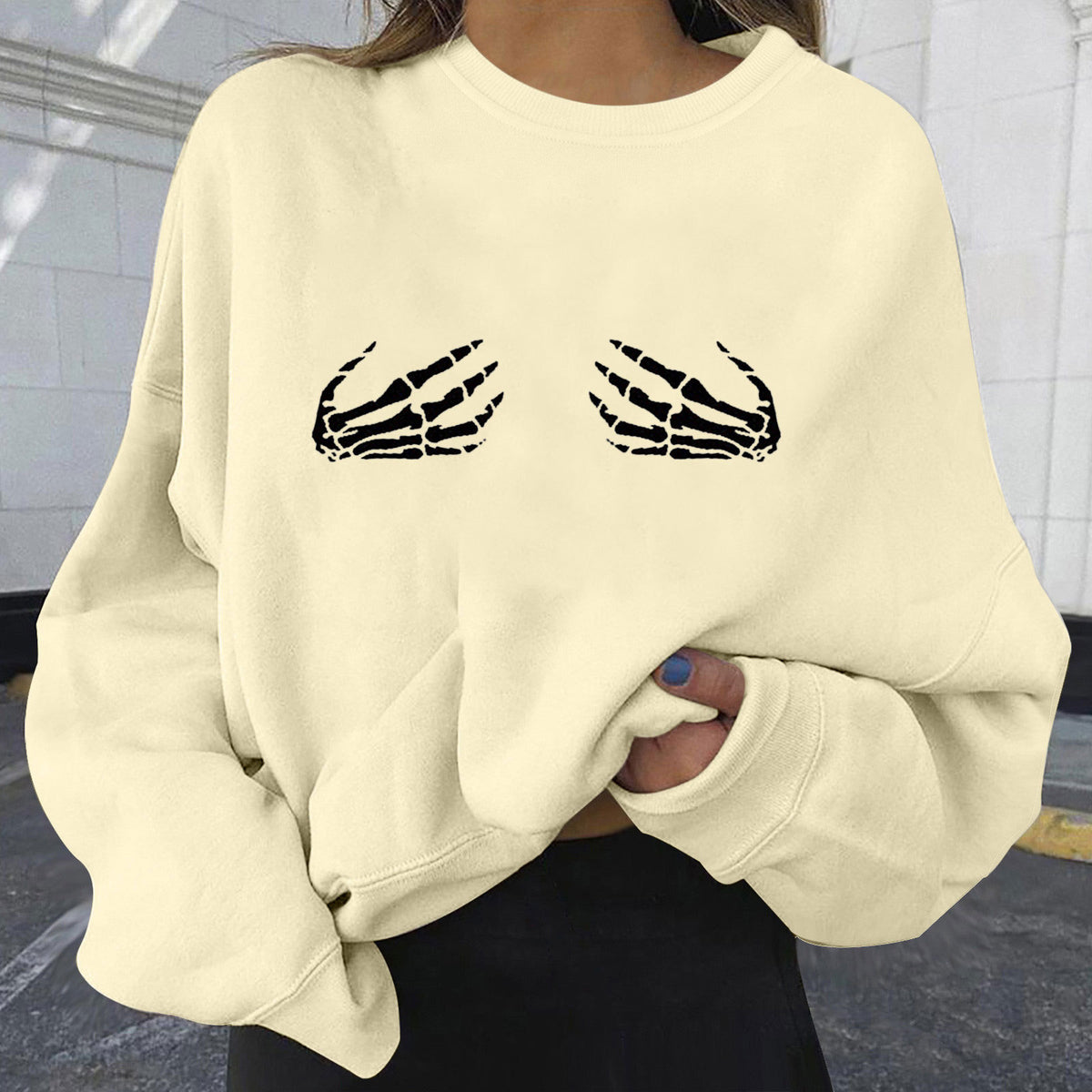 Women's Oversized Halloween Print Sweatshirt
