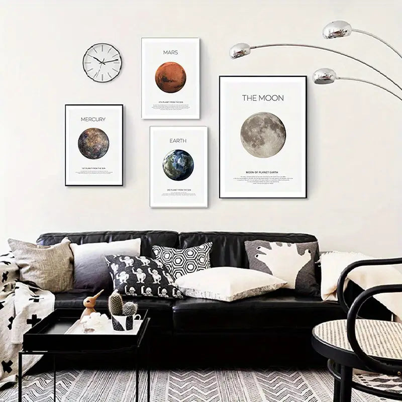 4tlg. Sonnensystem-Leinwandposter für die Kinderzimmerdekoration