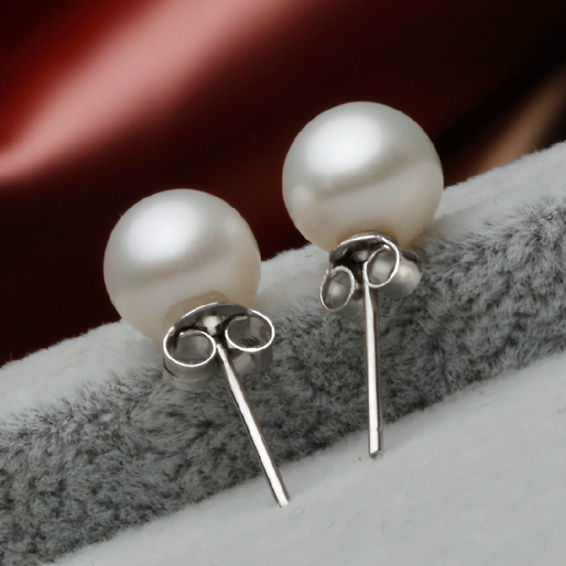 925 Silver Pearl Stud Earrings for Women