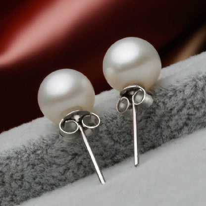 925 Silver Pearl Stud Earrings for Women
