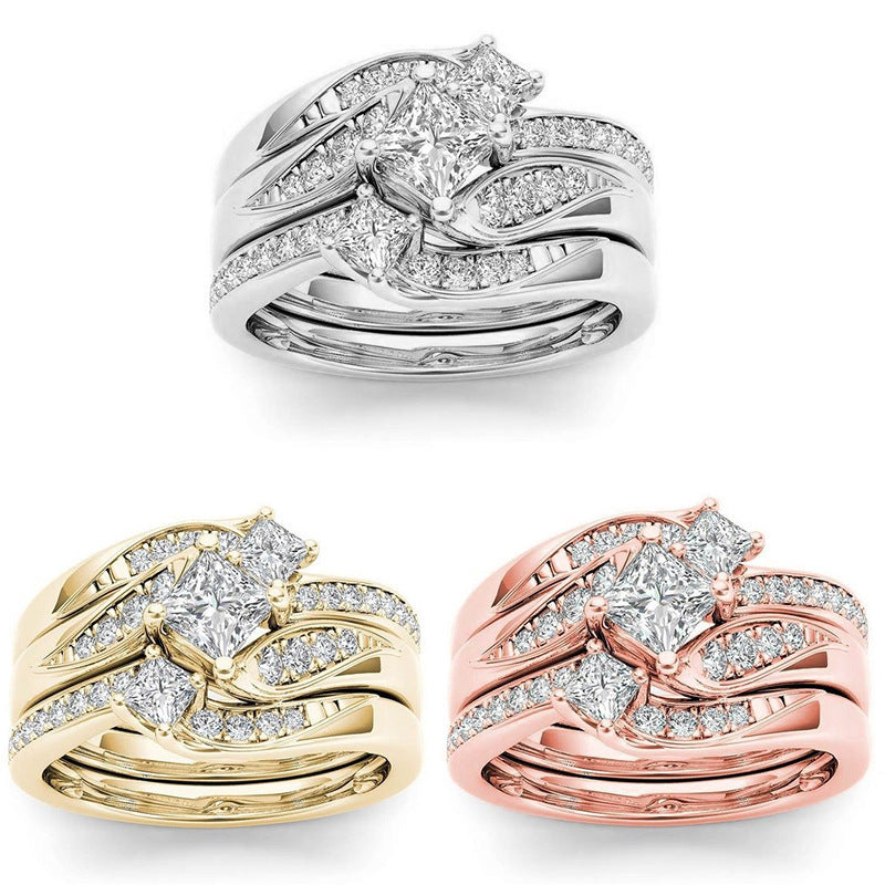 18K Gold & Roségold Diamant Zirkon Ring für Damen