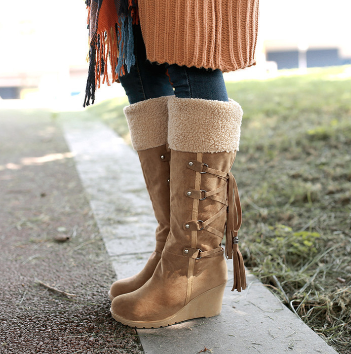 Women's Knee-High Lace-Up Snow Boots