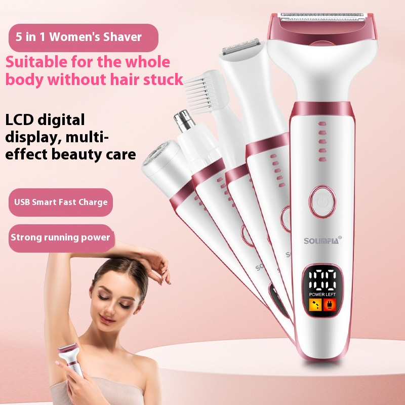 5-in-1 Lady Shaver Grooming Kit – Electric Women’s Shaver for Face, Body & Bikini Line