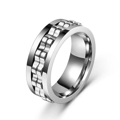 Stainless Steel Spinner Fidget Ring – Anti-Stress Spinning Band