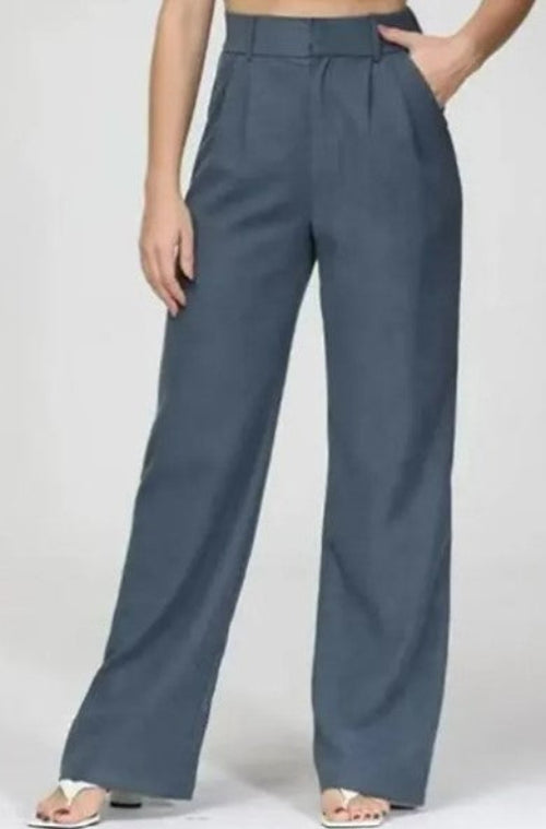 Pantalon décontracté taille haute ample pour femme