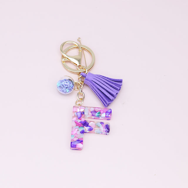 Fashion Tassel Keychains with A-Z Initials for Handbags