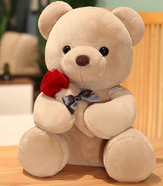Rosen umarmender Teddybär Plüschkissen