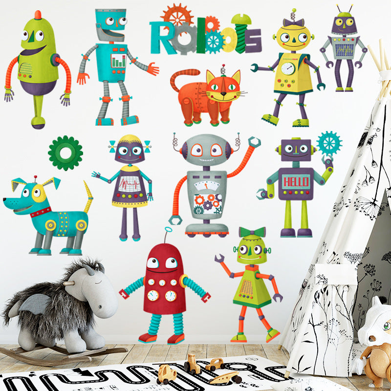 Cartoon Roboter Wandaufkleber für Kinderzimmer Deko