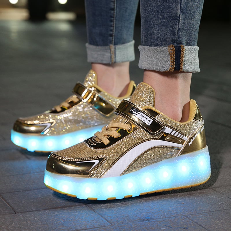 Light-Up Wheeled Mesh Shoes for Kids & Women
