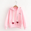 Flamingo Love Printed Velvet Hooded Sweatshirt