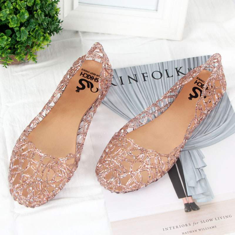 Crystal Jelly Hollow Mesh Sandals