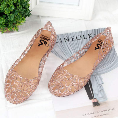 Crystal Jelly Hollow Mesh Sandals
