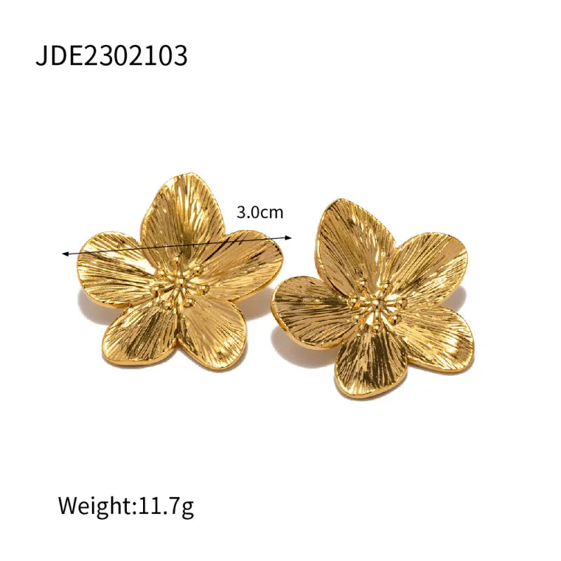 Ohrstecker für Damen mit mattgoldener Blume