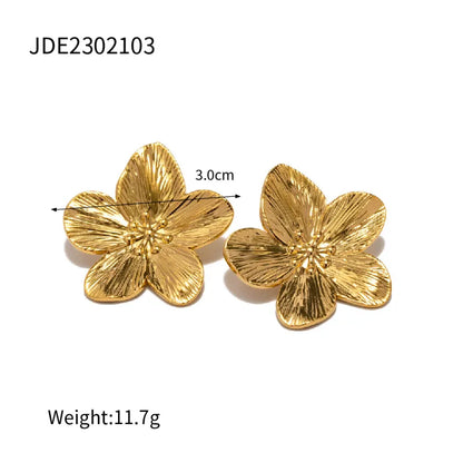 Matte Gold Flower Stud Earrings for Women