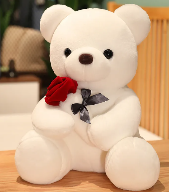 Rosen umarmender Teddybär Plüschkissen