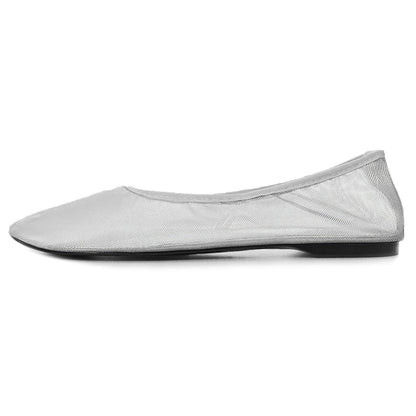 VOLEECE Tulle Mesh Ballet Flats Shoes for Women Slip On Ballerina Shoes Round Toe Comfortable Casual Work Dress Shoes