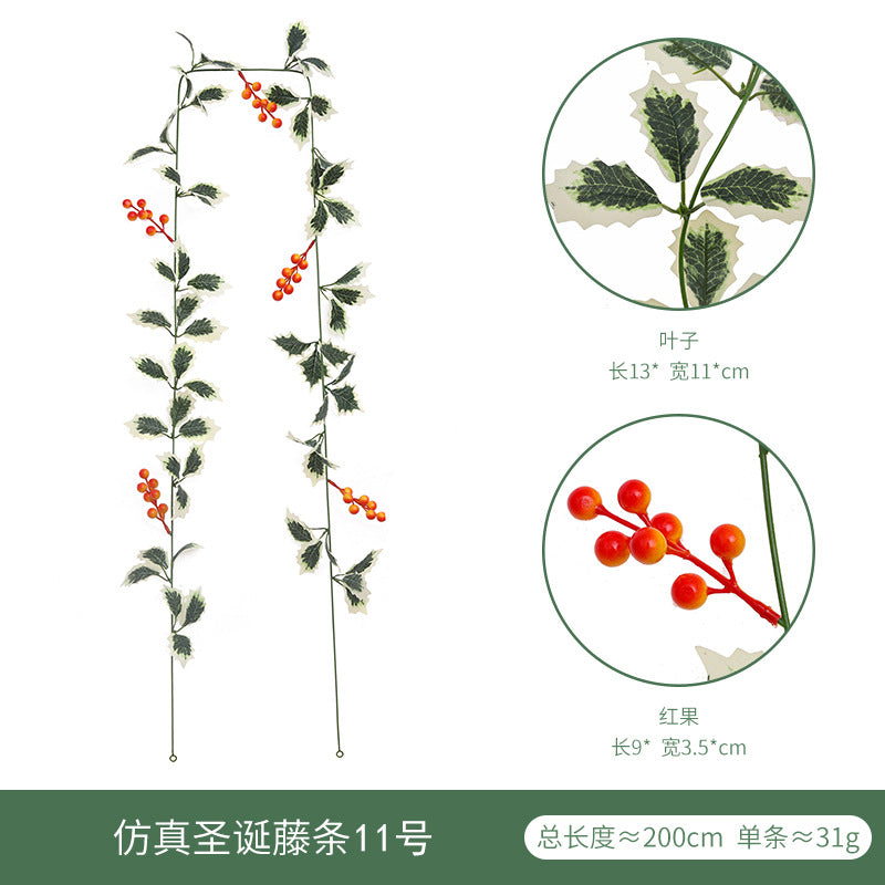 Christmas Berry Vine Garland – Artificial Red Berry Wall Decor