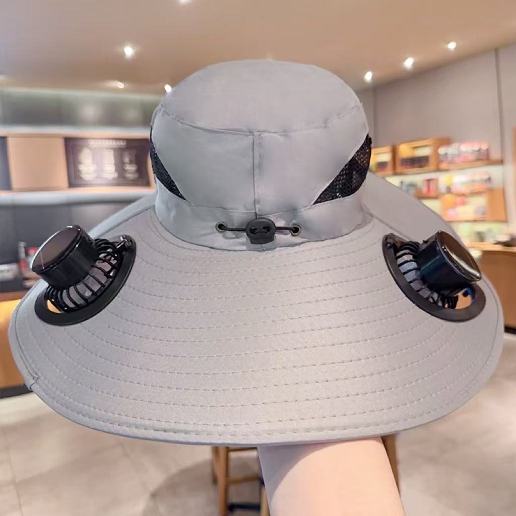 Solar-Powered Fan Hat with USB Charging