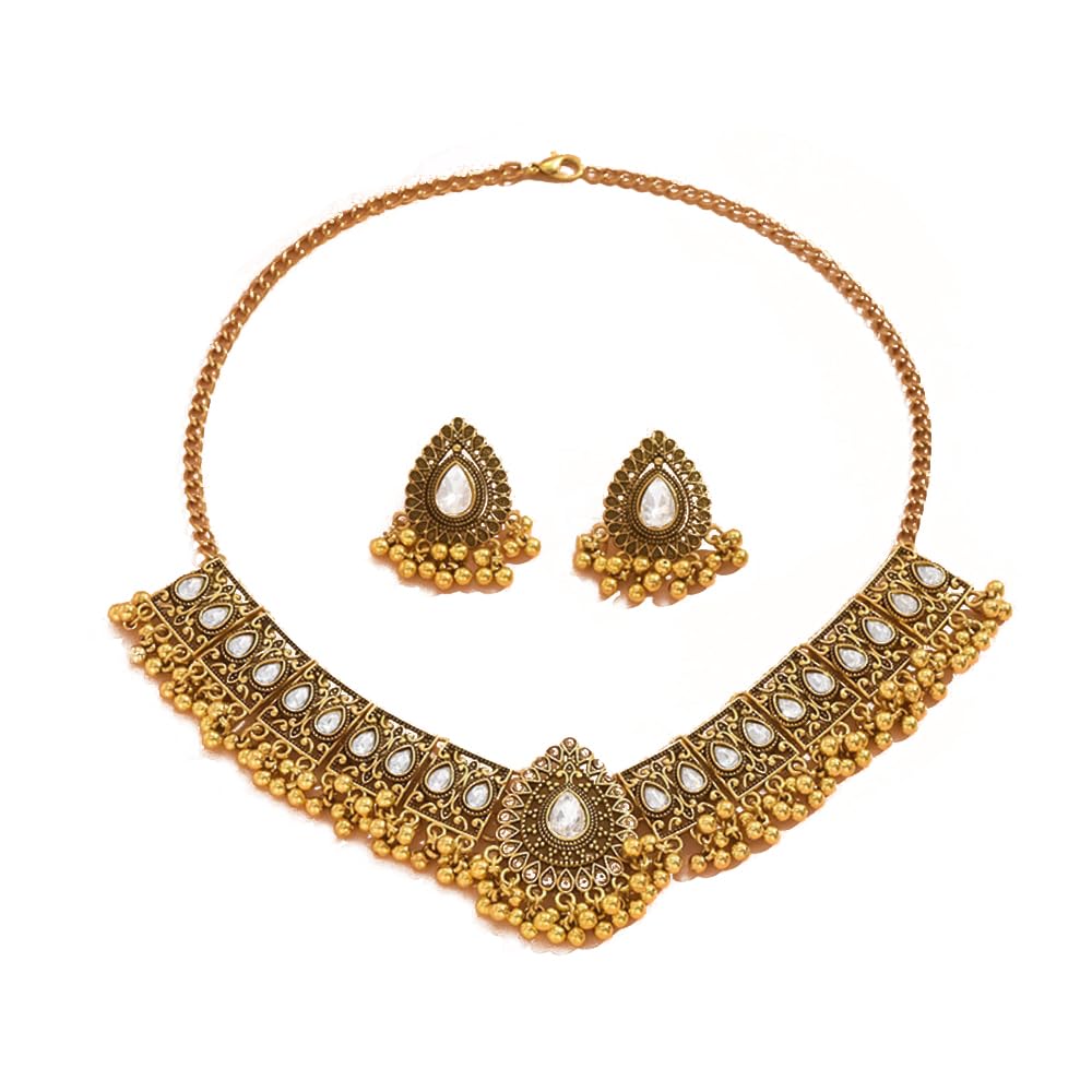 Bollywood Brautschmuck-Set | Oxidierte Statement-Halskette, Ohrringe & Choker