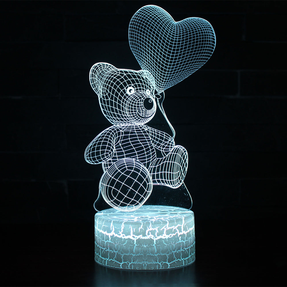 3D LED Herz-Bär Nachtlicht für Kinderzimmer-Dekoration