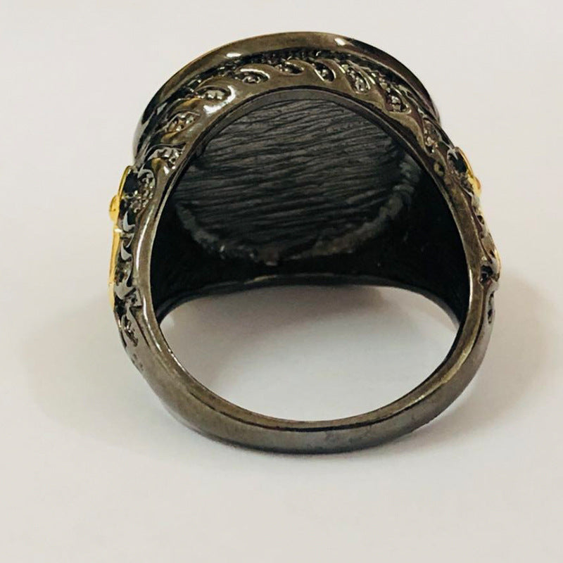 Men's Gold-Plated Dual-Color Dragon Ring (Black & Gold)
