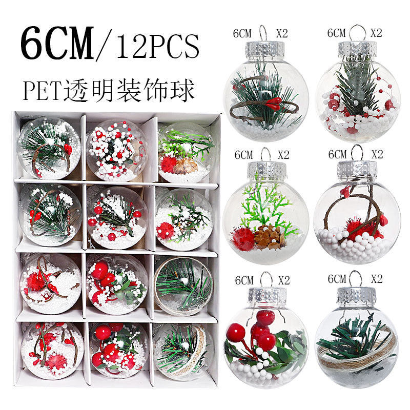Clear Christmas Bauble Set – 12 x 6cm Tree Ornaments