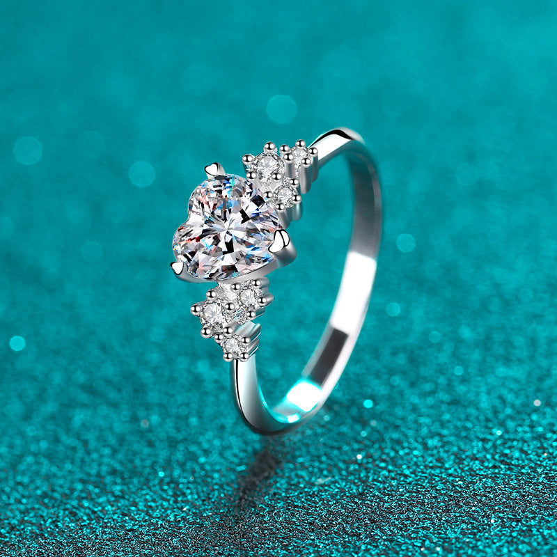 925 Sterling Silver Heart Stone Ring