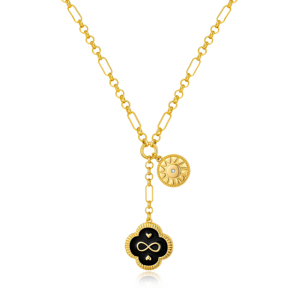 WOWORAMA Black Leaf Infinity Necklace