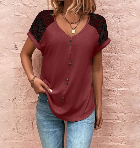 Women's Lace V-Neck Top
