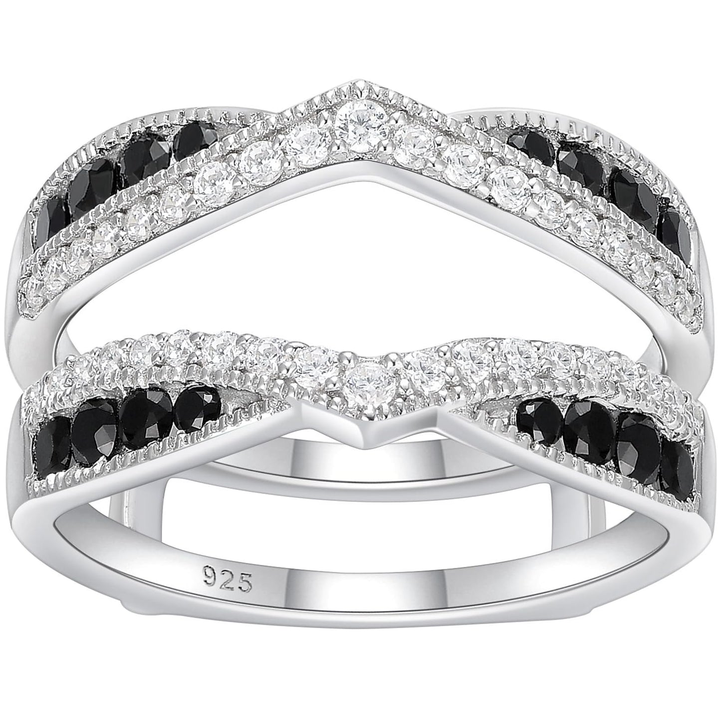 Sterling Silver Ring Enhancer & Wedding Band Guard – AAAAA CZ | Size 9