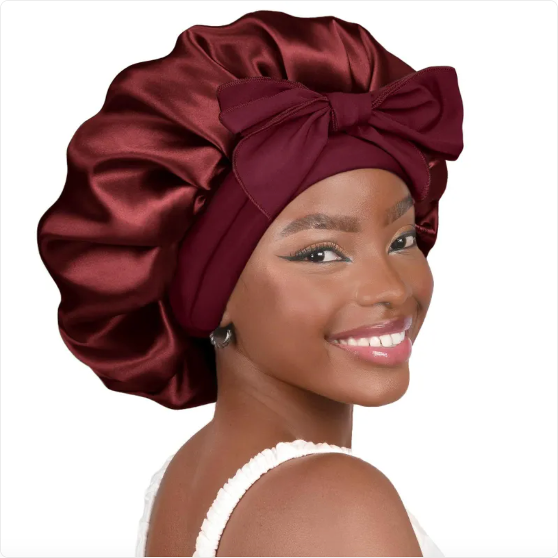 Double-Layer Bow Wide-Brimmed Hair Care Hat – Shower Cap & Hair Wrap for Women