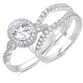Ovaler Ehering-Set für Damen | AAAAA Zirkonia 925 Sterling Silber Brautset mit Ring-Enhancer