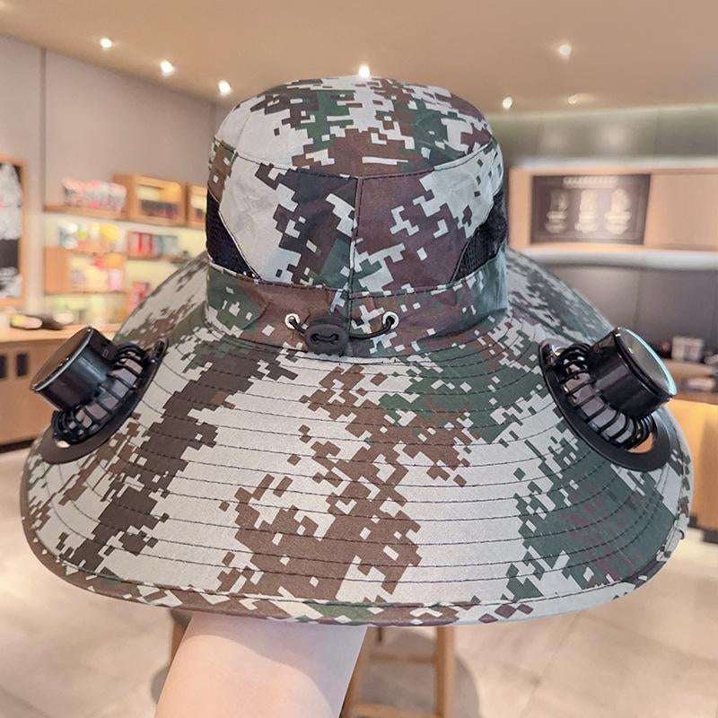 Solar-Powered Fan Hat with USB Charging