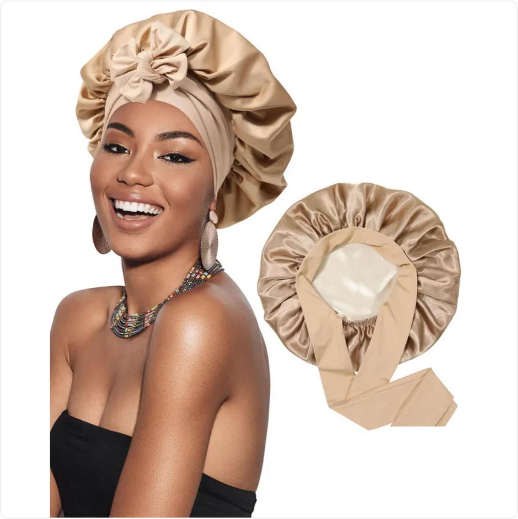 Double-Layer Bow Wide-Brimmed Hair Care Hat – Shower Cap & Hair Wrap for Women