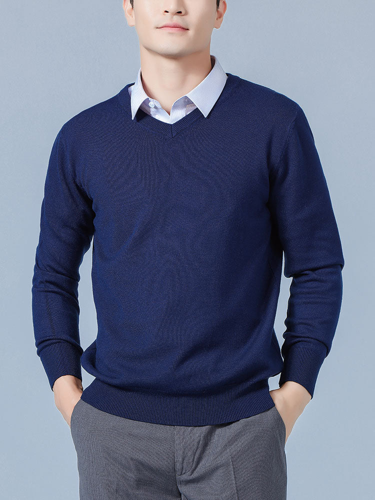 Men's Cashmere-Blend V-Neck Sweater