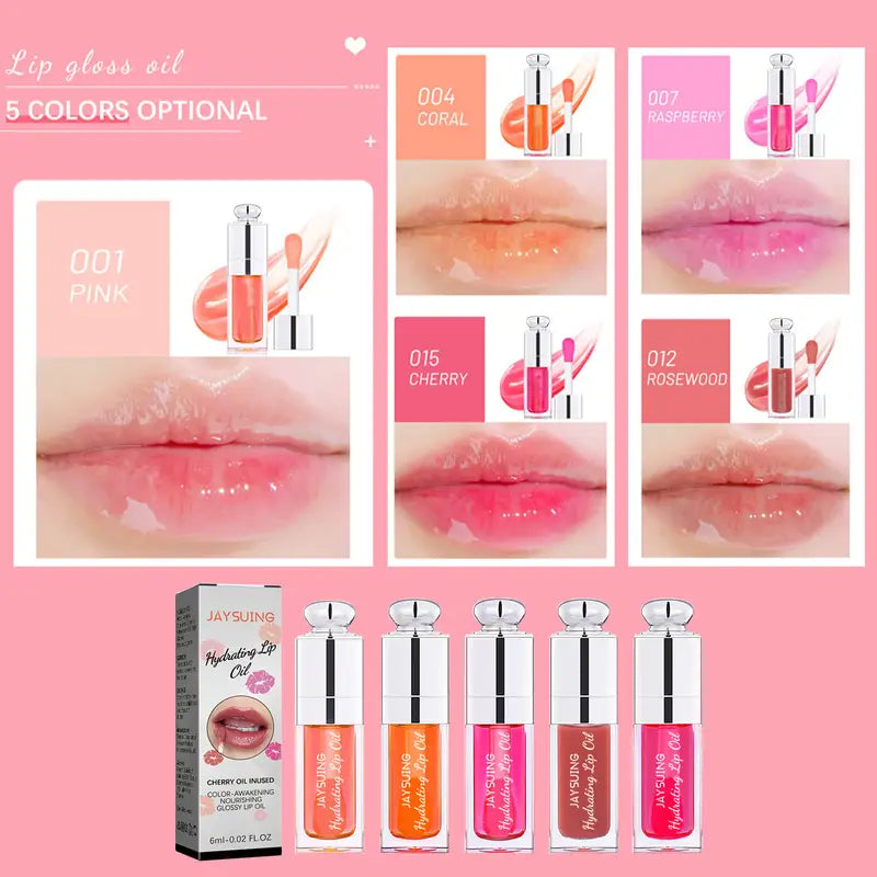 5-Shade Plumping Lip Oil – Hydrating Coconut Oil Lip Gloss
