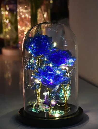 Decorative Rose Under Glass Dome