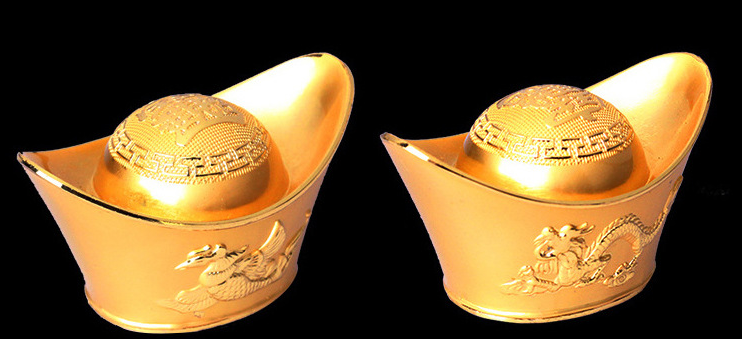 Legierung Drachen- und Phönix-Goldbarren-Dekor für Wohlstand