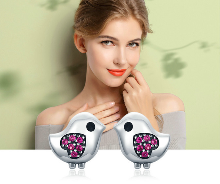 925 Silver Bird Stud Earrings