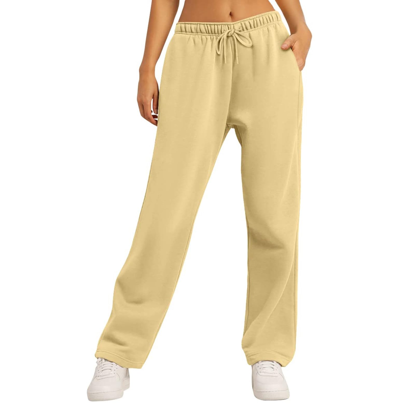 Women's Wide Leg Y2K Jogger Sweatpants – High Waist Drawstring Lounge Pants with Pockets